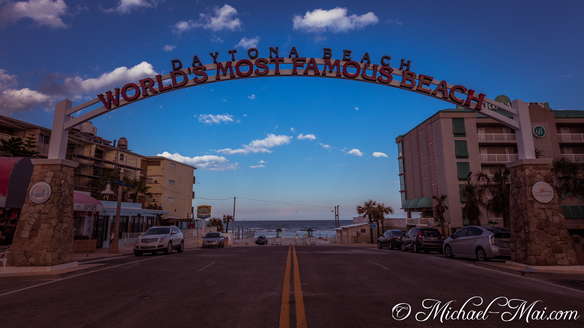 Beach access beckons past the grand arch, declaring Daytona's world-renowned fame. | Daytona Beach, Florida, United States