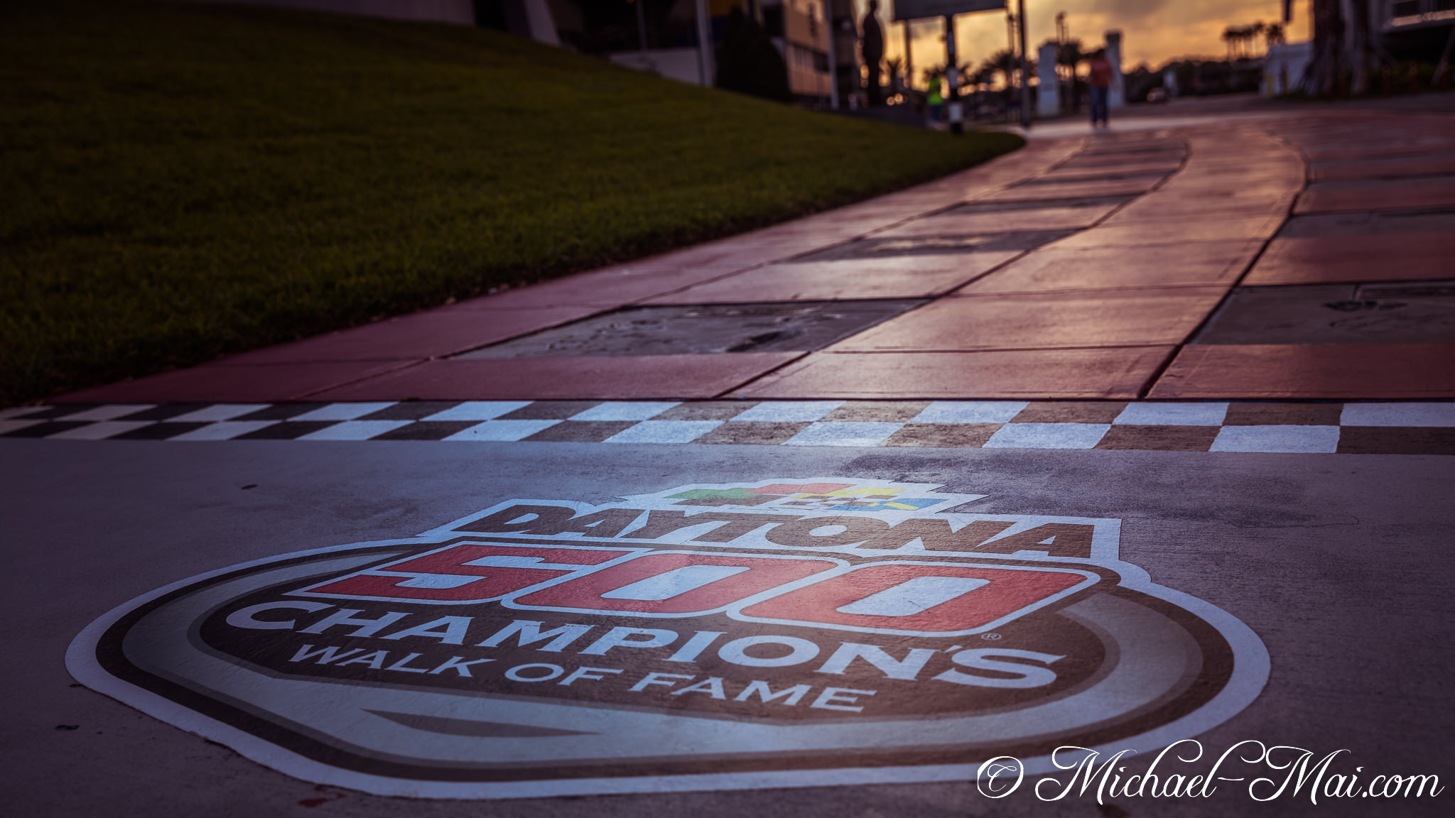 Racing history adorns the pavement on Daytona's 500 Champion's Walk of Fame. | Daytona Beach, Florida, United States