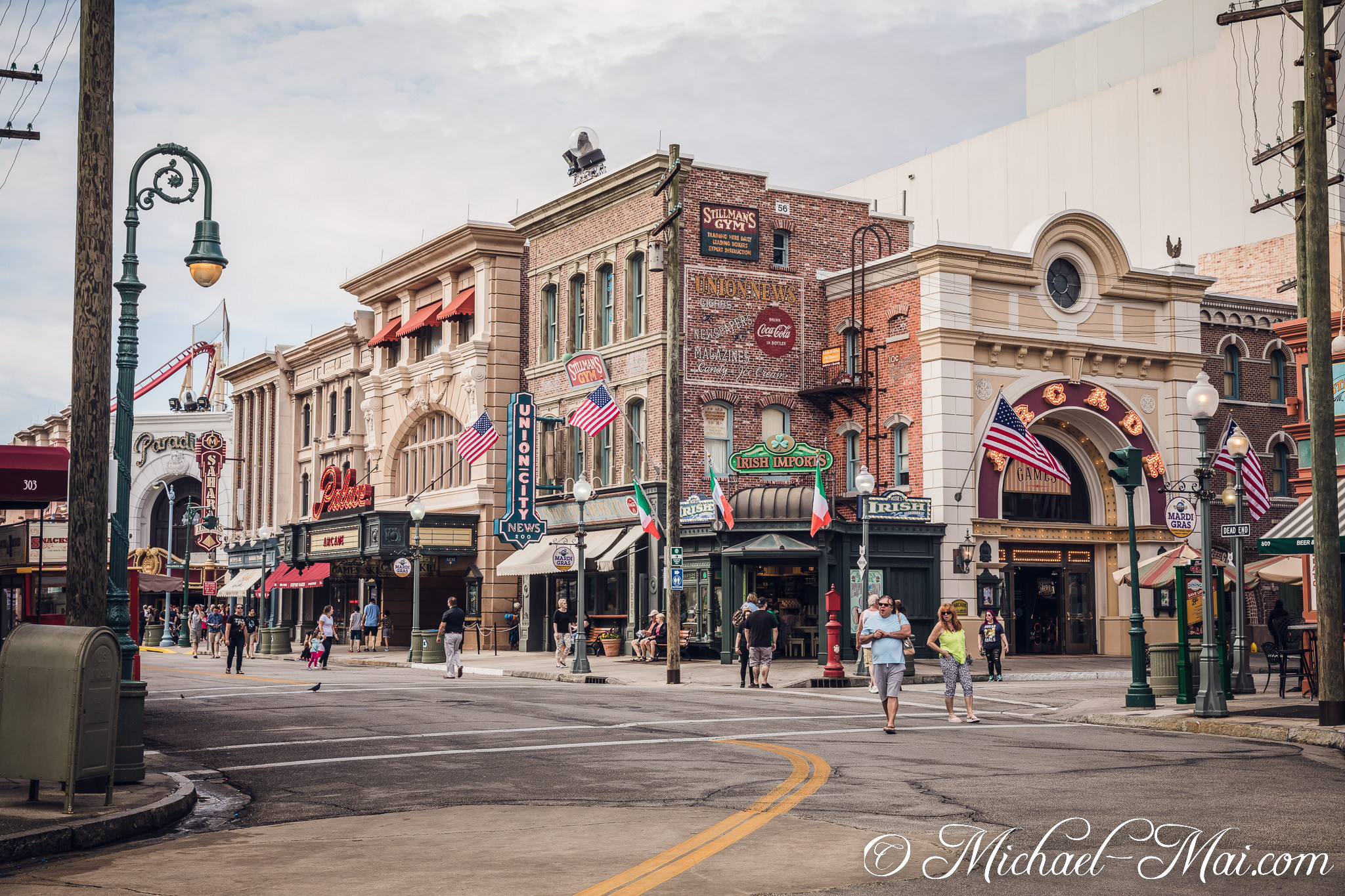 Historic city facades line a bustling street, mixing classic design with modern leisure. | Orlando, Florida, United States