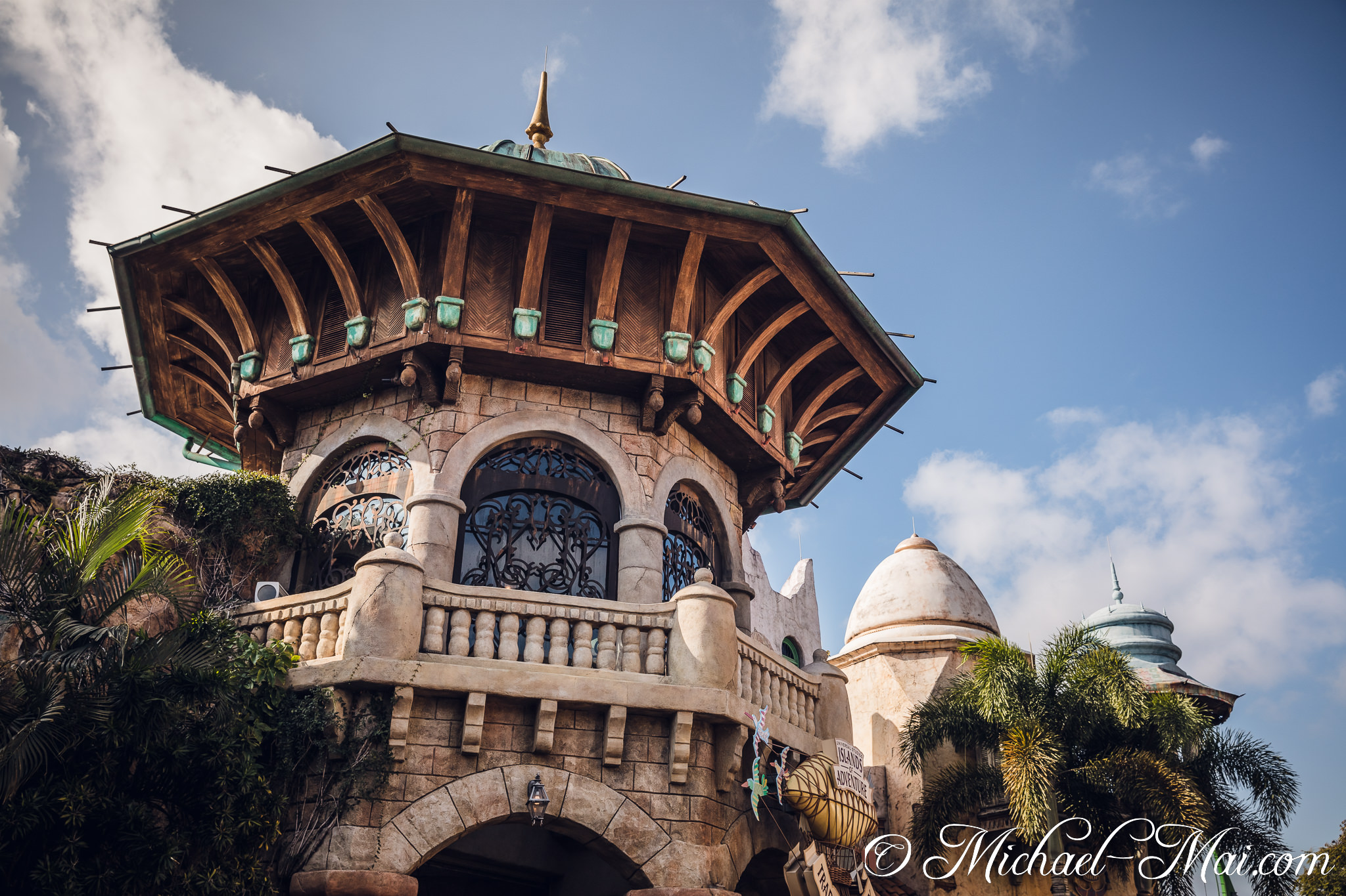 Intricate stone and timber building boasts arched windows and distinctive rooftop details. | Orlando, Florida, United States