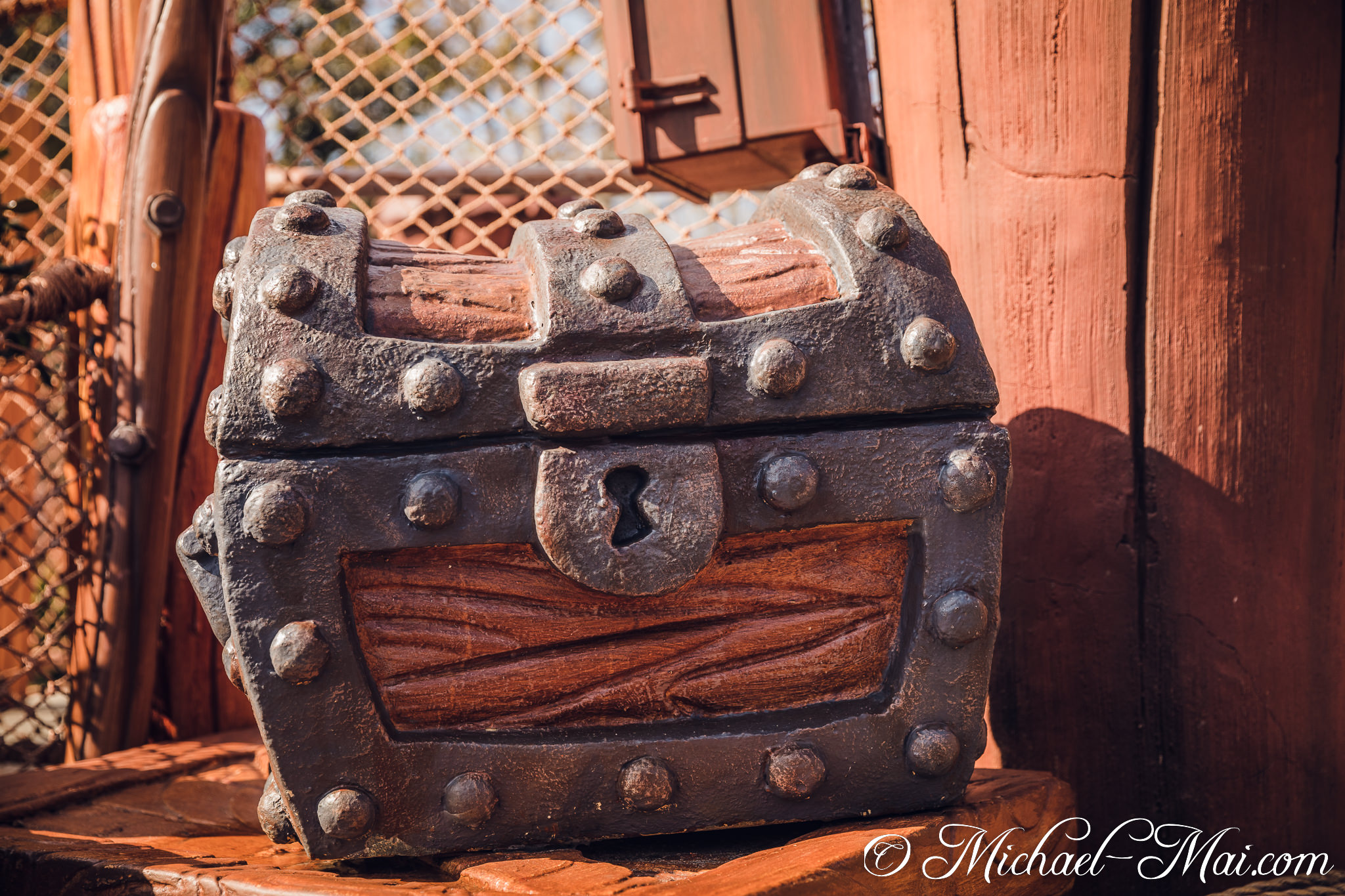 Guarding unseen riches, a rugged treasure chest awaits its destined key. | Orlando, Florida, United States